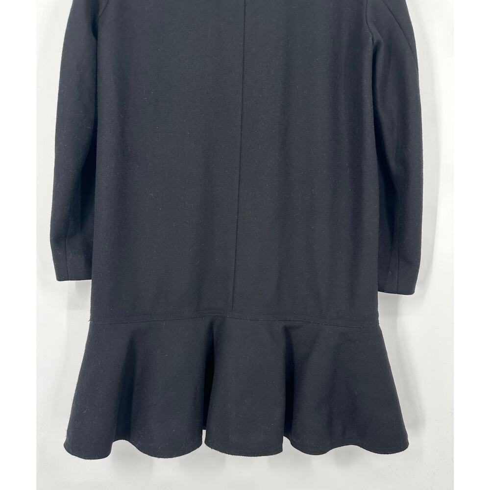 Allsaints Grace Coat Wool Ruffle Hem Long Overcoat Jacket, Black - Picture 10 of 16